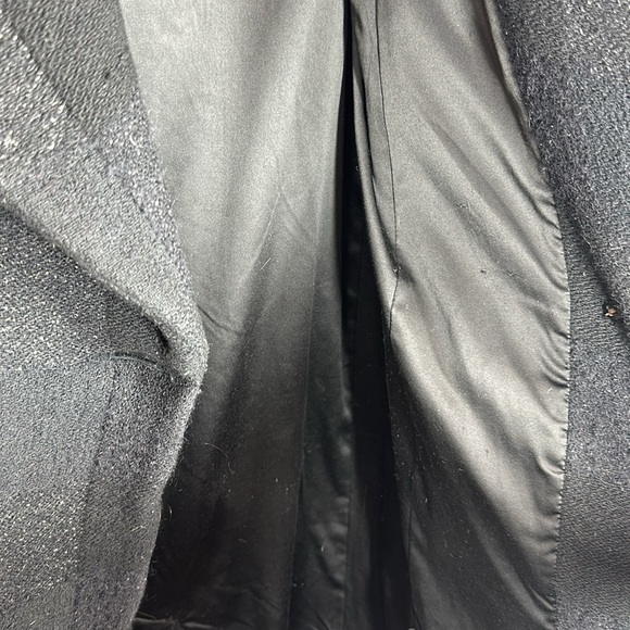 Club Monaco | Women’s Black Block Print Black Wool Coat Jacket - Picture 7 of 9